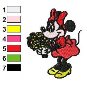 Minnie Mouse Holding Flowers Embroidery Design